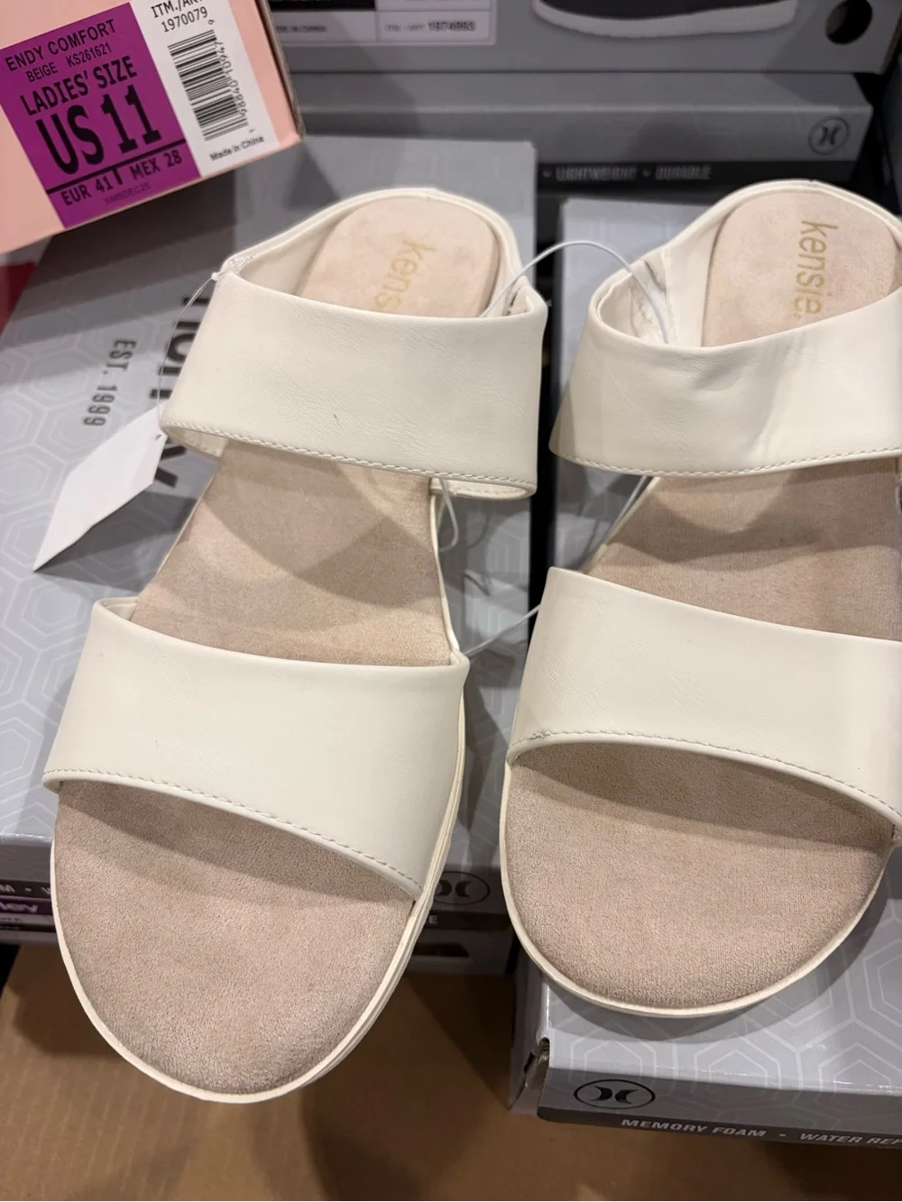 Kensie Cream Double-Strap Slide Sandals for Women new